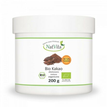 Kakao Mielone Bio (10-12% Tluszczu) 200 g - Natvita