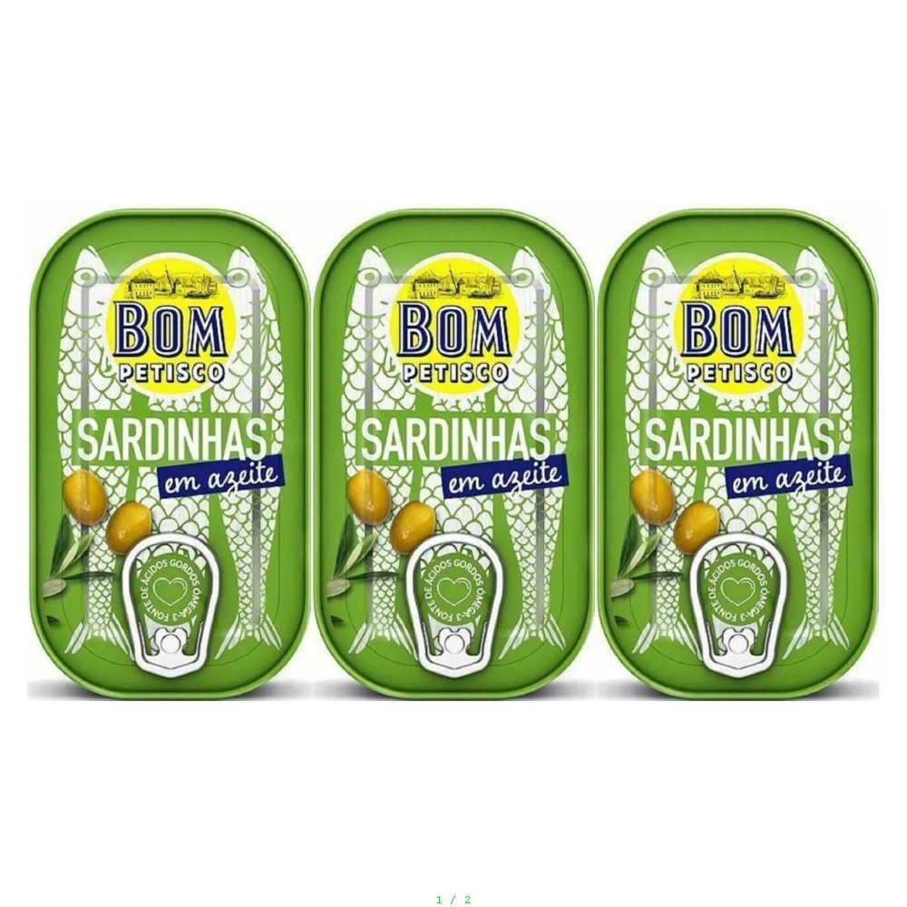 3 x Sardynki Portugalskie w Oliwie z Oliwek 120 g (84 g) - Bom Petisco