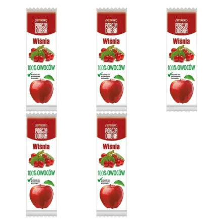 5 x Przekąska Jabłko and  Wiśnia Bez Dodatku Cukru 16 g - Porcja Dobra