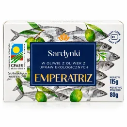 Sardynki w Ekologicznej Oliwie z Oliwek 115 g (80 g) - Emperatriz