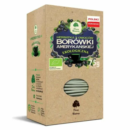 Herbatka z Owoców Borówki Amerykańskiej EKO 75 g (25 x3 g) - Dary Natury