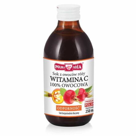 Sok z Owoców Róży - Witamina C Owocowa Sok Tłoczony NFC 250 ml - Polska Róża