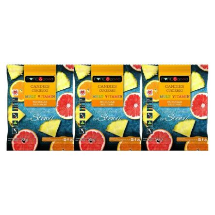 3 x Cukierki Multiwitamina ze Stewią Bez Dodatku Cukru 50 g - Pure and  Good
