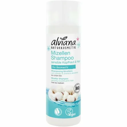 Szampon Micelarny z Organiczną Bawełną 200 ml - Alviana 