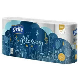 Papier Toaletowy 3 Warstwy 8 Rolek Blossom Ecolabel - Grite