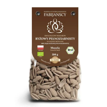 Makaron Ryżowy Pełnoziarnisty Bio Muszla 250 g Fabijańscy