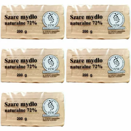 5 x Mydło Szare Sodowe 72% 200 g - PTK ERA - z Atestem PZH