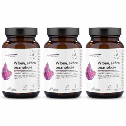 3 x Kolagen Rybi NatiCol (Włosy, Skóra, Paznokcie) 60 Kapsułek - Aura Herbals