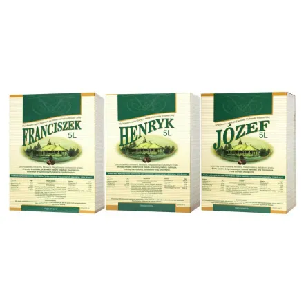 Zestaw Woda Lecznicza 5 l JÓZEF + Woda Lecznicza 5 l FRANCISZEK + Woda Lecznicza 5 l HENRYK - Uzdrowisko Wysowa
