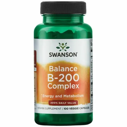 SWANSON Balance B-200 100 Kapsułek Witamina b1, b2, b12, b6