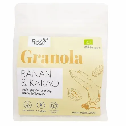 Granola Banan Kakao Bezglutenowa Bio 200 g - Pure&Sweet