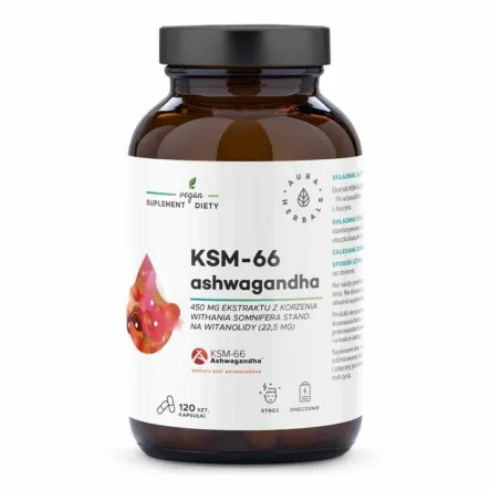 Ashwagandha KSM-66 Korzeń 120 Kapsułek - Aura Herbals