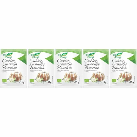 Zestaw 5 x Cukier Waniliowy z Wanilią Bourbon Bio 15 g - Bio Planet