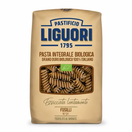 Makaron Pełnoziarnisty z Pszenicy Durum Fusilli nr 31 BIO 500 g Liguori