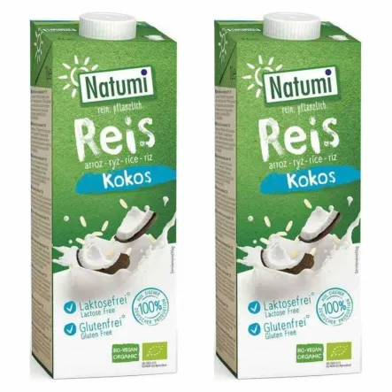2 x Napój Ryżowo - Kokosowy Bezglutenowy Bio 1 l UHT - Natumi