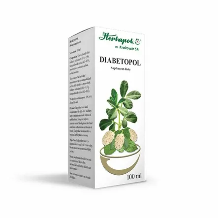 DIABETOPOL 100 ml - Herbapol Kraków - Przecena Krótka Data Minimalnej Trwałości