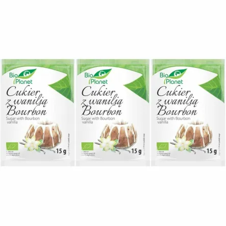 Zestaw 3 x Cukier Waniliowy z Wanilią Bourbon Bio 15 g - Bio Planet