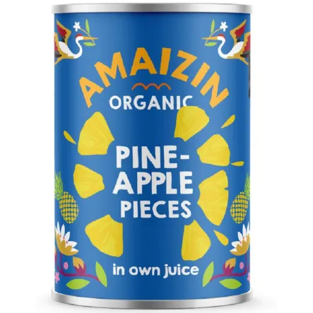 Ananas Kawałki w Soku Bio 400 g (250 g) - Amaizin