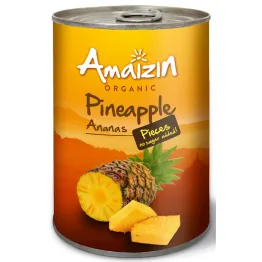 Ananas Kawałki w Soku Własnym Bio 400 g - Amaizin