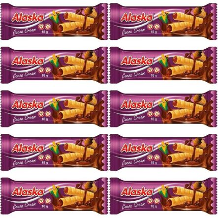 10 x Rurki Kukurydziane Nadziewane Kakaowe Bezglutenowe 18 g - Alaska