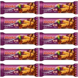 10 x Rurki Kukurydziane Nadziewane Kakaowe Bezglutenowe 18 g - Alaska