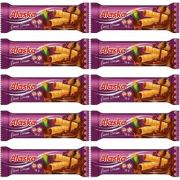 10 x Rurki Kukurydziane Nadziewane Kakaowe Bezglutenowe 18 g - Alaska
