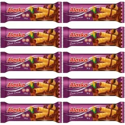 10 x Rurki Kukurydziane Nadziewane Kakaowe Bezglutenowe 18 g - Alaska