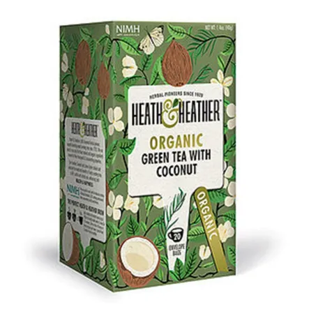 Ekologiczna Herbata Zielona Green Tea & Coconut 40 g (20 x 2 g) - Heath & Heather