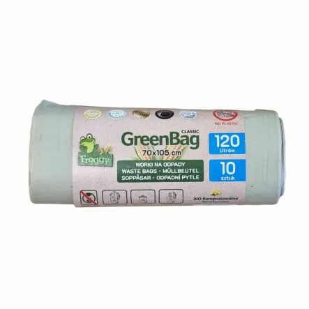 Worki Na Odpady Bio i Zmieszane (Kompostowalne) 120 L 10 sztuk - Froggy