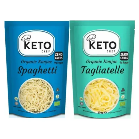 Makaron Keto (Konjac Typu Noodle Spaghetti) Bio 270 g (200 g) - Keto Chef +  Makaron Keto (Konjac Typu Noodle Tagliatelle) Bio 270 g (200 g)  - Keto Chef