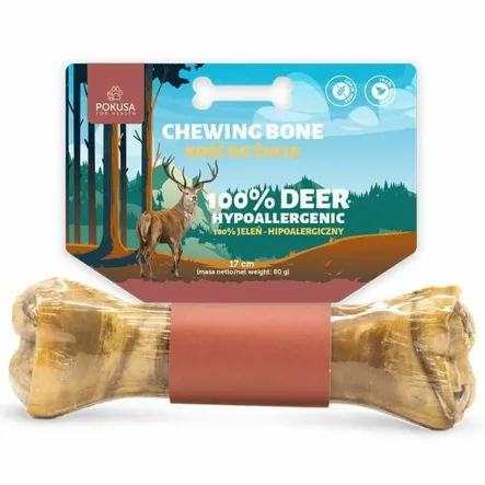 Kość do Żucia Jeleń Hipoalergiczna 80 g (17 cm) - Pokusa