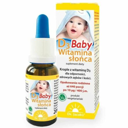 Witamina D3 Baby Krople Dla Dzieci 0+ 20 ml  - Dr Jacob's