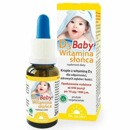 Witamina D3 Baby Krople Dla Dzieci 0+ 20 ml  - Dr Jacob's