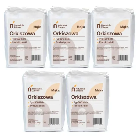 5 x Mąka Orkiszowa Biała Typ 500 1kg - Naturalnie Zdrowe