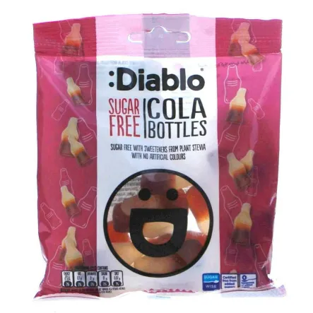 Żelki Bez Dodatku Cukru o Smaku Coli Stevia Cola Bottles 75 g - Diab-lo DIABetic-LOw
