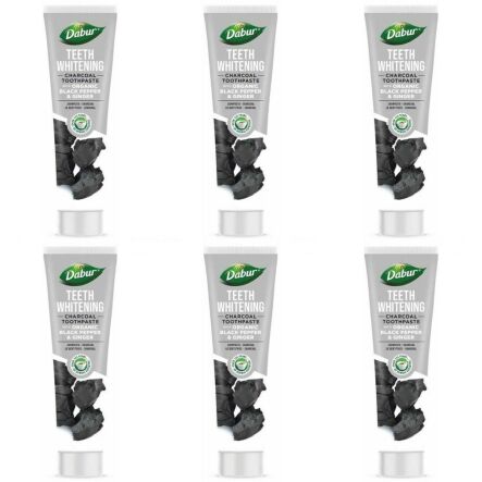 6 x Pasta do Zębów Wybielająca z Aktywnym Węglem, Czarnym Pieprzem i Imbirem 100 ml - Dabur