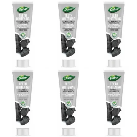 6 x Pasta do Zębów Wybielająca z Aktywnym Węglem, Czarnym Pieprzem i Imbirem 100 ml - Dabur