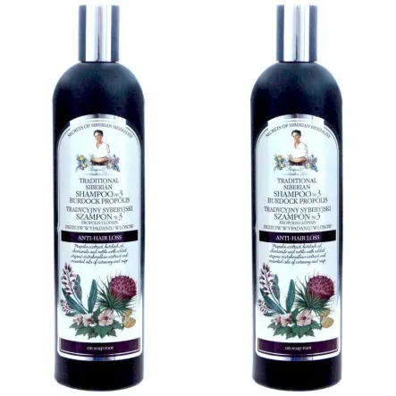 2 x Szampon No 3 Na Łopianowym Propolisie Przeciw Wypadaniu Włosów 550 ml - Agafji