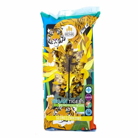 Ciastka Owsiane Vegan Tigers Słonecznikowe BIO 120 g - Irenki - Przecena Krótka Data Minimalnej Trwałości