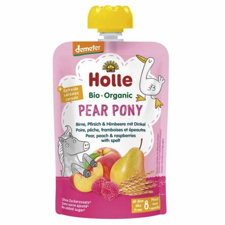 Mus Owocowy Gruszkowy Kucyk (Gruszka, Brzoskwinia, Malina, Orkisz) Bez Dodatku Cukru Bio Demeter 100 g - Holle