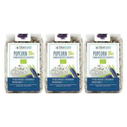 3 x Ziarno Popcornu z Niebieskiej Kukurydzy Bio 350 g - Bluecorn
