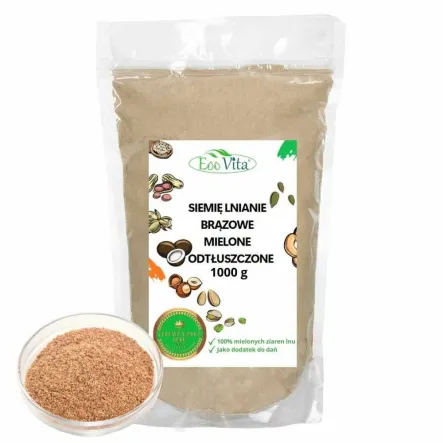 Siemię Lniane Brązowe Mielone Odtłuszczone 1 kg - Eoovita