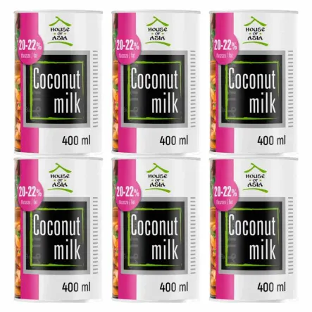 6 x Krem Kokosowy Premium BIO 20-22% UHT 400 ml - House of Asia
