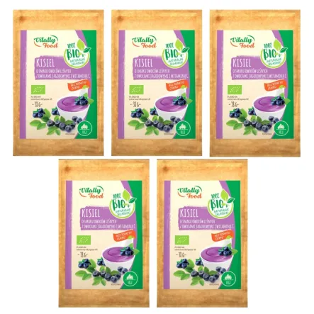5 x Bio Kisiel o Smaku Owoców Leśnych z Owocami Jagodowymi i Witaminą C 38 g - Vitally Food
