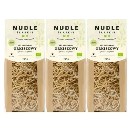 3 x Makaron Orkiszowy Jasny KRAJANKA BIO 250 g - Nudle Śląskie