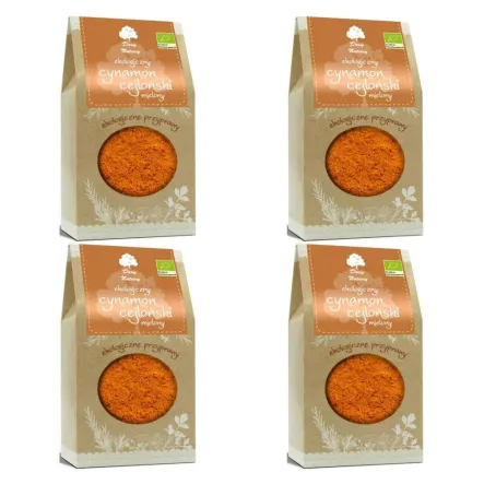 Zestaw 4 x Cynamon Cejloński Mielony Bio 200 g Dary Natury