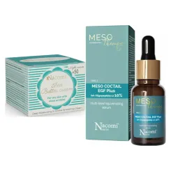 Krem Shea +50 na Noc 50 ml - Nacomi + Odmładzający Koktajl do Twarzy z EGF Plus 15 ml - Nacomi Meso Therapy