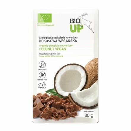 Czekolada Kuwertura Kokosowa Wegańska Bio 80 g - Me Gusto - Przecena Krótka Data Minimalnej Trwałości