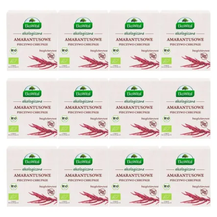 12 x Pieczywo Chrupkie Amarantusowe Bezglutenowe Bio 100 g - EkoWital