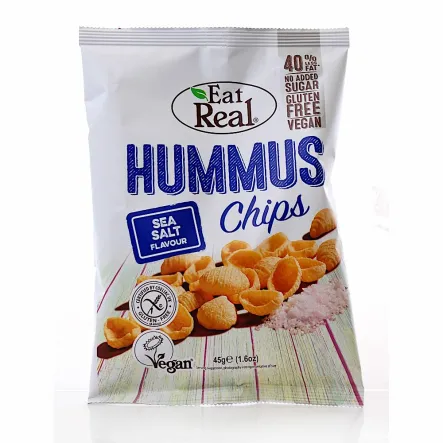 Chipsy z Ciecierzycy z Solą Morską Bezglutenowe 45 g Eat Real - Przecena Krótka Data Minimalnej Trwałości